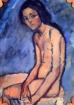 アメデオ・モディリアーニ Painting - 座る裸婦 1909年 アメデオ・モディリアーニ
